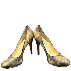 Brian Atwood Animal Print Fabric Almond Toe Platform Heels Size 39/9